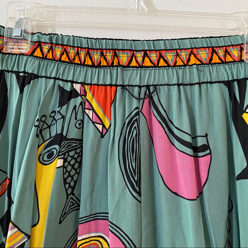 Vtg Cache Midi skirt abstract tribal Aztec people - Picture 3 of 8